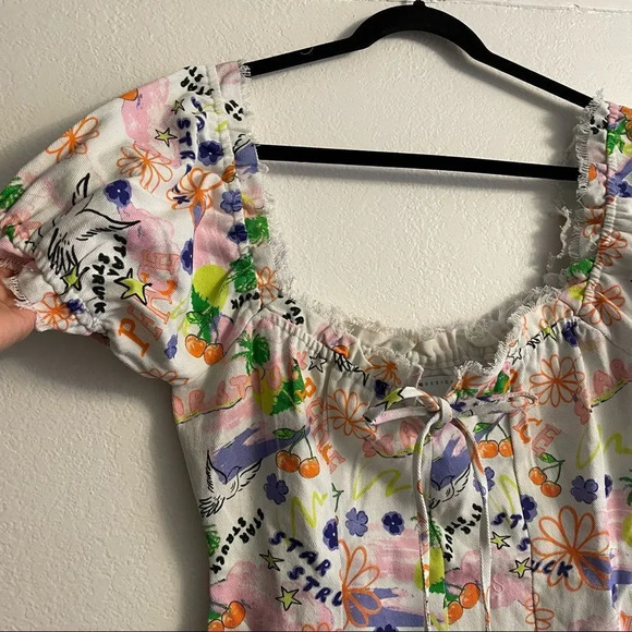 ASOS DESIGN square neck twill mini dress in bright peace print - Picture 10 of 13